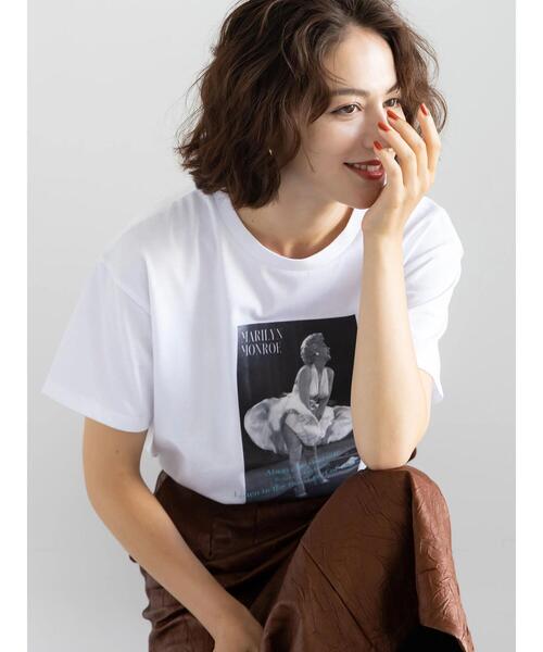 Te chichi(テチチ)の「マリリンモンローシネマフォトTシャツ(Tシャツ/カットソー・レディース・オフホワイト/チャコールグレー・F)」の2枚目の写真