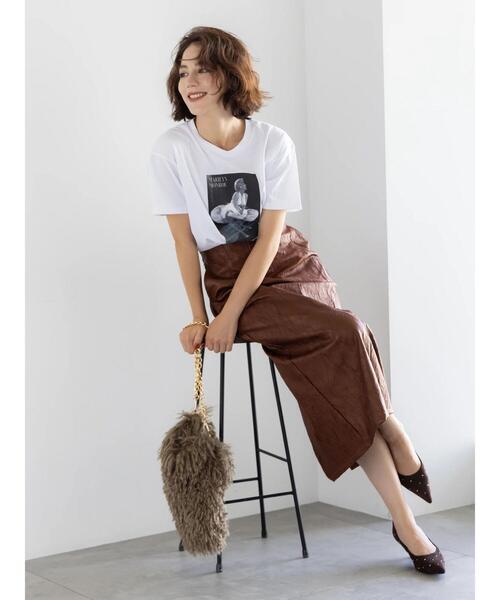 Te chichi(テチチ)の「マリリンモンローシネマフォトTシャツ(Tシャツ/カットソー・レディース・オフホワイト/チャコールグレー・F)」の3枚目の写真