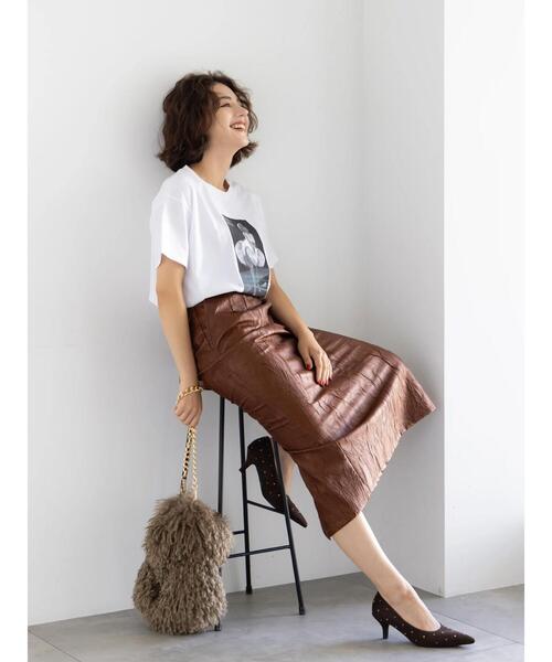 Te chichi(テチチ)の「マリリンモンローシネマフォトTシャツ(Tシャツ/カットソー・レディース・オフホワイト/チャコールグレー・F)」の5枚目の写真