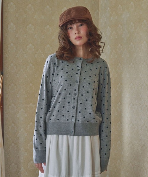 Unblend】ドット柄ジャガードニットカーディガン MONO-MART