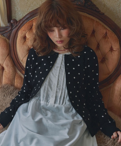 Unblend（アンブレンド）の「【Unblend】ドット柄ジャガードニットカーディガン（カーディガン/ボレロ・レディース・ブラック/ネイビー/グレー・FREE）」の6枚目の写真