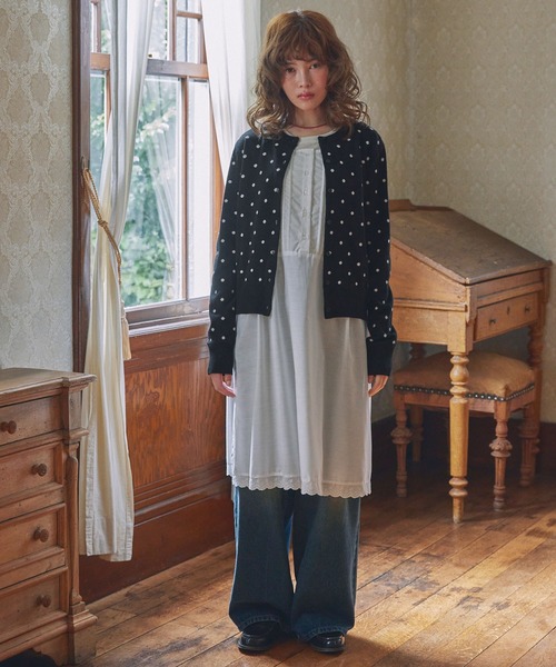 Unblend（アンブレンド）の「【Unblend】ドット柄ジャガードニットカーディガン（カーディガン/ボレロ・レディース・ブラック/ネイビー/グレー・FREE）」の18枚目の写真