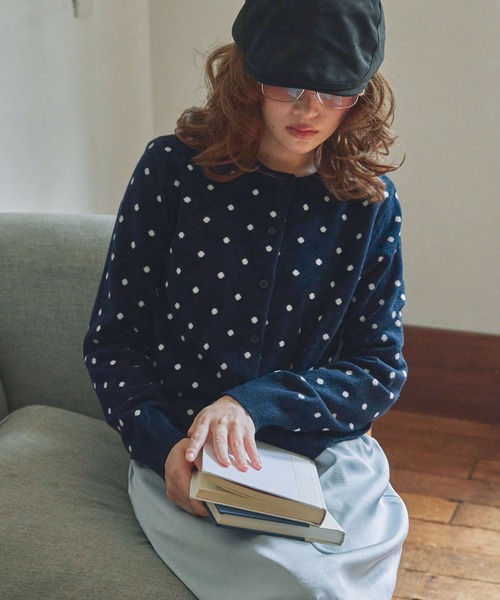 Unblend】ドット柄ジャガードニットカーディガン Unblend│MONO-MART