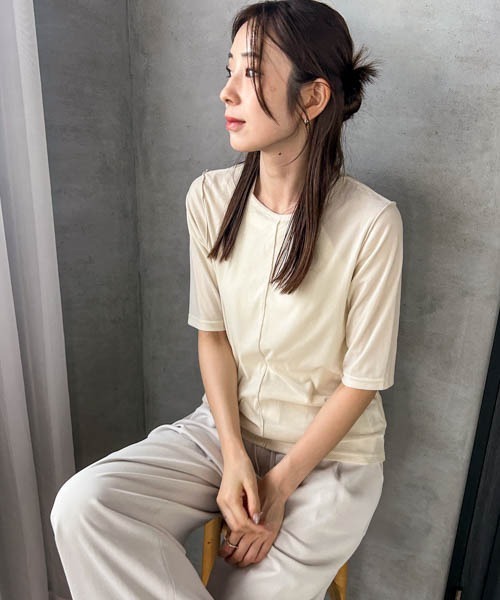 LAUTREAMONT(ロートレアモン)の「【WEB限定】シアーベロアカットソー(Tシャツ/カットソー・レディース・ブルー/ブラック/ブラウン/オフホワイト・9号)」の2枚目の写真