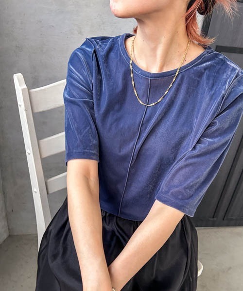 LAUTREAMONT(ロートレアモン)の「【WEB限定】シアーベロアカットソー(Tシャツ/カットソー・レディース・ブルー/ブラック/ブラウン/オフホワイト・9号)」の4枚目の写真