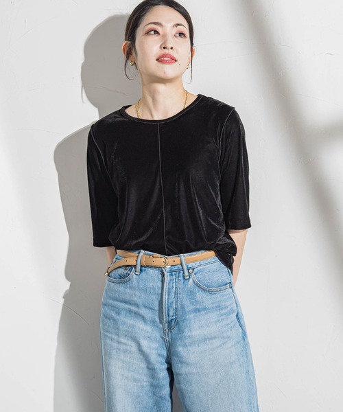 LAUTREAMONT(ロートレアモン)の「【WEB限定】シアーベロアカットソー(Tシャツ/カットソー・レディース・ブルー/ブラック/ブラウン/オフホワイト・9号)」の3枚目の写真