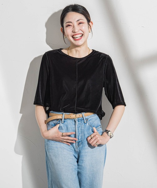 LAUTREAMONT(ロートレアモン)の「【WEB限定】シアーベロアカットソー(Tシャツ/カットソー・レディース・ブルー/ブラック/ブラウン/オフホワイト・9号)」の10枚目の写真