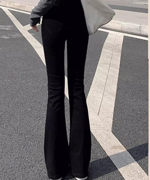 cammie(キャミー)の「ハイウエストフレアパンツ(その他パンツ・レディース・ブラック・L/M)」の5枚目の写真