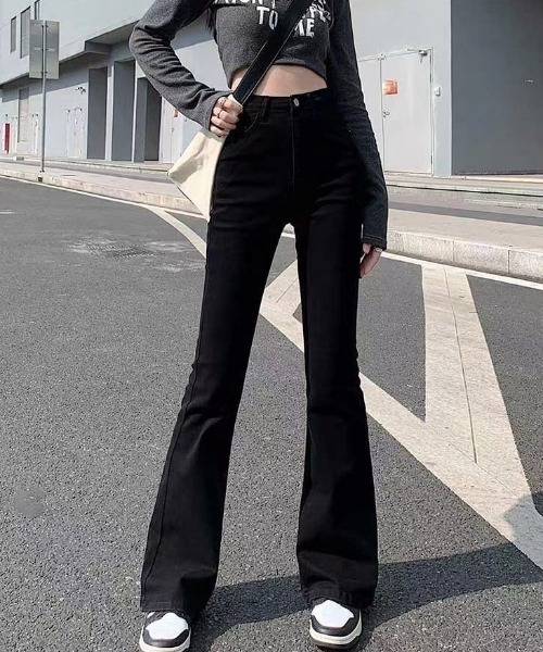 cammie(キャミー)の「ハイウエストフレアパンツ(その他パンツ・レディース・ブラック・L/M)」の2枚目の写真