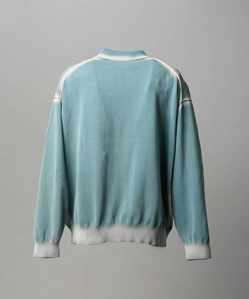 MAISON SPECIAL（メゾンスペシャル）の「《UNISEX》High Twist Pigment Bleach Prime-Over Long Sleeve Knit Polo Shirt/ハイツイストピグメントブリーチロングスリーブニットポロシャツ【MAISON SPECIAL/メゾンスペシャル】（ポロシャツ・メンズ・ピンク/サックスブルー/ブラック・2/1/0）」の8枚目の写真