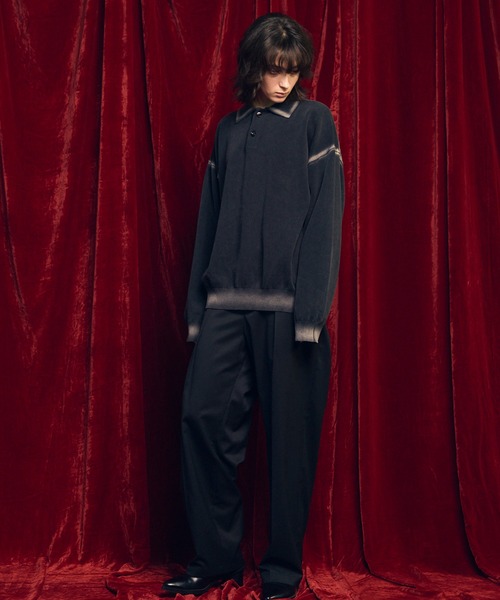 MAISON SPECIAL（メゾンスペシャル）の「《UNISEX》High Twist Pigment Bleach Prime-Over Long Sleeve Knit Polo Shirt/ハイツイストピグメントブリーチロングスリーブニットポロシャツ【MAISON SPECIAL/メゾンスペシャル】（ポロシャツ・メンズ・ピンク/サックスブルー/ブラック・2/1/0）」の20枚目の写真