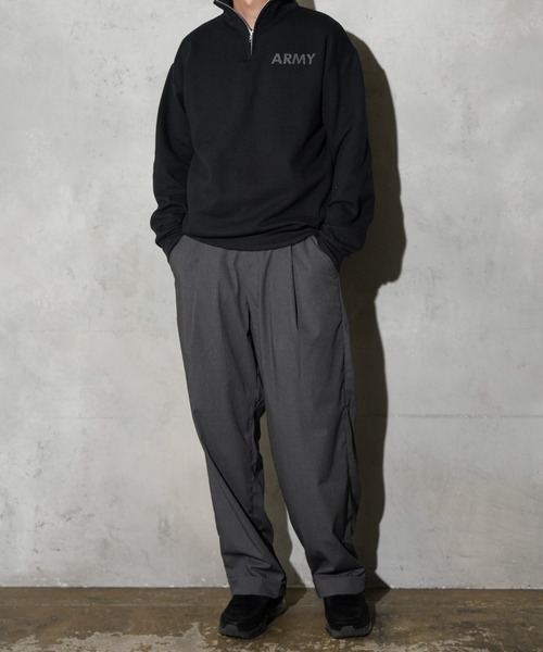 JERZEES(ジャージーズ)の「JERZEES / ジャージーズ ARMY STAND QUARTER-ZIP SWEAT アーミー プリント ハーフジップ スウェット(スウェット・メンズ・ライトグレー/ブラック・MEDIUM/LARGE/X-LARGE)」の7枚目の写真
