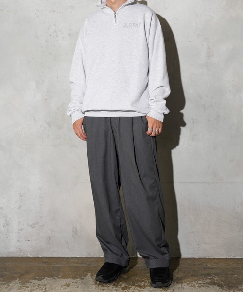 JERZEES(ジャージーズ)の「JERZEES / ジャージーズ ARMY STAND QUARTER-ZIP SWEAT アーミー プリント ハーフジップ スウェット(スウェット・メンズ・ライトグレー/ブラック・MEDIUM/LARGE/X-LARGE)」の9枚目の写真
