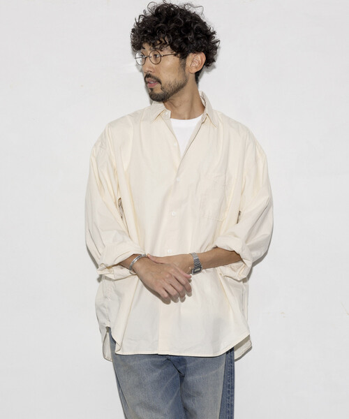 HINSON（ヒンソン）の「HINSON/ヒンソン レギュラーカラー ブロード ロングスリーブシャツ（シャツ/ブラウス・メンズ・オフホワイト/ブラック/ホワイト・SMALL/LARGE/MEDIUM）」の9枚目の写真