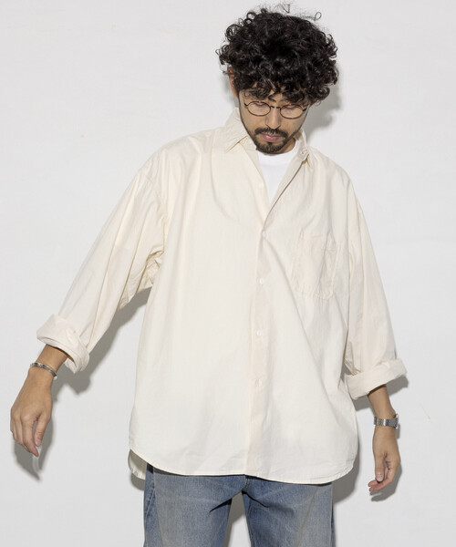 HINSON（ヒンソン）の「HINSON/ヒンソン レギュラーカラー ブロード ロングスリーブシャツ（シャツ/ブラウス・メンズ・オフホワイト/ブラック/ホワイト・SMALL/LARGE/MEDIUM）」の16枚目の写真