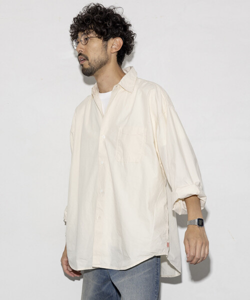 HINSON（ヒンソン）の「HINSON/ヒンソン レギュラーカラー ブロード ロングスリーブシャツ（シャツ/ブラウス・メンズ・オフホワイト/ブラック/ホワイト・SMALL/LARGE/MEDIUM）」の19枚目の写真