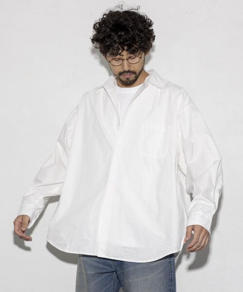 HINSON（ヒンソン）の「HINSON/ヒンソン レギュラーカラー ブロード ロングスリーブシャツ（シャツ/ブラウス・メンズ・オフホワイト/ブラック/ホワイト・SMALL/LARGE/MEDIUM）」の5枚目の写真