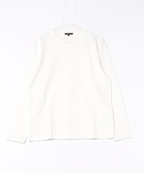 m.f.editorial(エムエフエディトリアル)の「【ストレッチ】m.f.エディトリアル メンズ 千鳥ジャガード クルーネック 長袖 Tシャツ(Tシャツ/カットソー・メンズ・ブラック/ホワイト・LARGE/X-LARGE/MEDIUM)」の4枚目の写真