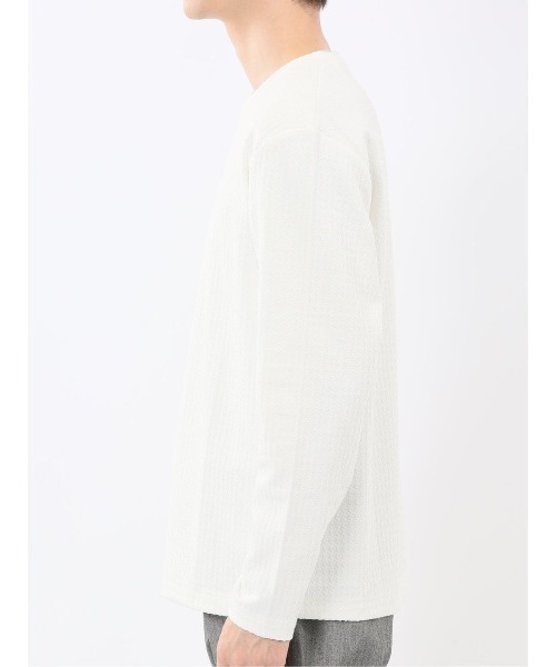 m.f.editorial(エムエフエディトリアル)の「【ストレッチ】m.f.エディトリアル メンズ 千鳥ジャガード クルーネック 長袖 Tシャツ(Tシャツ/カットソー・メンズ・ブラック/ホワイト・LARGE/X-LARGE/MEDIUM)」の10枚目の写真