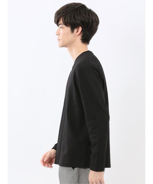 m.f.editorial(エムエフエディトリアル)の「【ストレッチ】m.f.エディトリアル メンズ 千鳥ジャガード クルーネック 長袖 Tシャツ(Tシャツ/カットソー・メンズ・ブラック/ホワイト・LARGE/X-LARGE/MEDIUM)」の15枚目の写真
