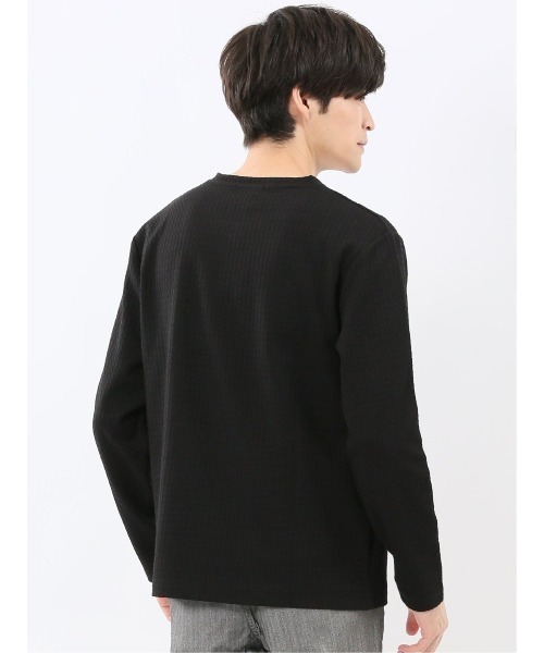 m.f.editorial(エムエフエディトリアル)の「【ストレッチ】m.f.エディトリアル メンズ 千鳥ジャガード クルーネック 長袖 Tシャツ(Tシャツ/カットソー・メンズ・ブラック/ホワイト・LARGE/X-LARGE/MEDIUM)」の16枚目の写真