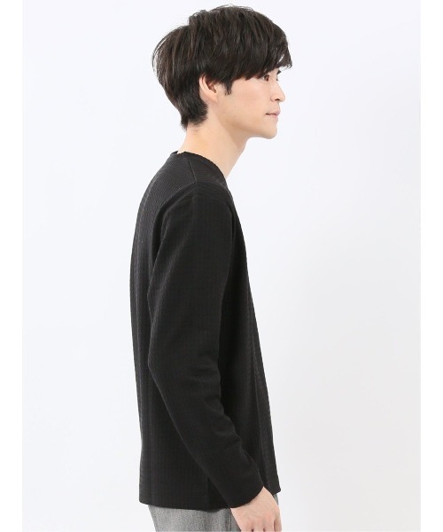 m.f.editorial(エムエフエディトリアル)の「【ストレッチ】m.f.エディトリアル メンズ 千鳥ジャガード クルーネック 長袖 Tシャツ(Tシャツ/カットソー・メンズ・ブラック/ホワイト・LARGE/X-LARGE/MEDIUM)」の17枚目の写真