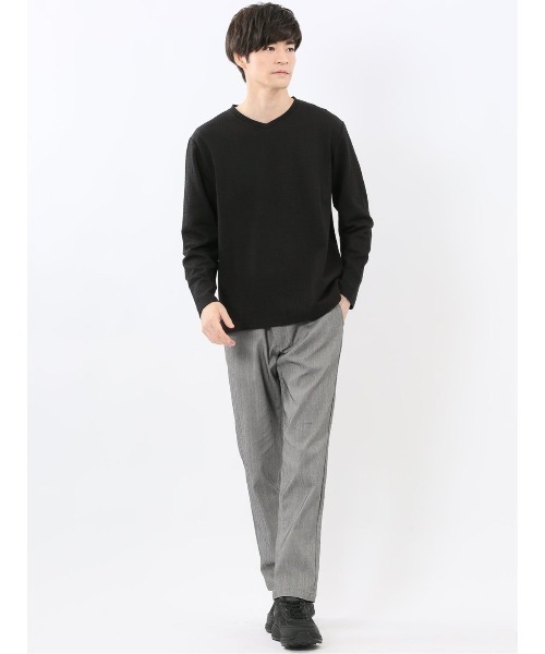 m.f.editorial(エムエフエディトリアル)の「【ストレッチ】m.f.エディトリアル メンズ 千鳥ジャガード クルーネック 長袖 Tシャツ(Tシャツ/カットソー・メンズ・ブラック/ホワイト・LARGE/X-LARGE/MEDIUM)」の18枚目の写真