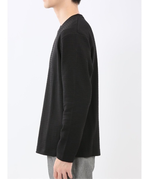 m.f.editorial(エムエフエディトリアル)の「【ストレッチ】m.f.エディトリアル メンズ 千鳥ジャガード クルーネック 長袖 Tシャツ(Tシャツ/カットソー・メンズ・ブラック/ホワイト・LARGE/X-LARGE/MEDIUM)」の20枚目の写真