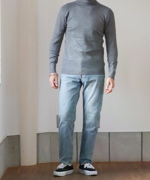 NO WAY（ノーウェイ）の「/カラータートルネックセーター/（ニット/セーター・メンズ・ライトグレー/ブラック/ネイビー/グレー/カーキ/グレイッシュベージュ/テラコッタ・LARGE/X-LARGE）」の3枚目の写真