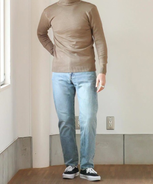 NO WAY（ノーウェイ）の「/カラータートルネックセーター/（ニット/セーター・メンズ・ライトグレー/ブラック/ネイビー/グレー/カーキ/グレイッシュベージュ/テラコッタ・LARGE/X-LARGE）」の5枚目の写真