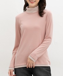 Tシャツ/カットソー（ピンク/桃色系・タートルネック/ハイネック
