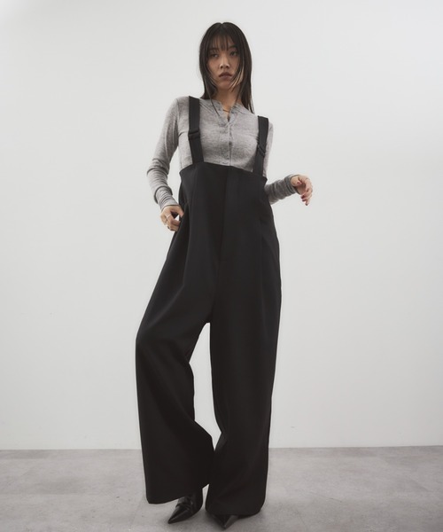 H beauty&youth ネイビー サスペンダー付き サロペット38サイズ