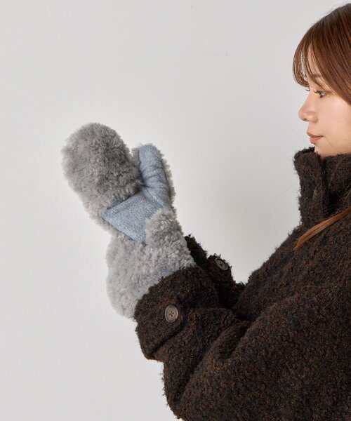 BIRTHDAY BAR（バースデイバー）の「ブライトボアミトン（手袋・レディース・グレー/モカ・0）」の16枚目の写真