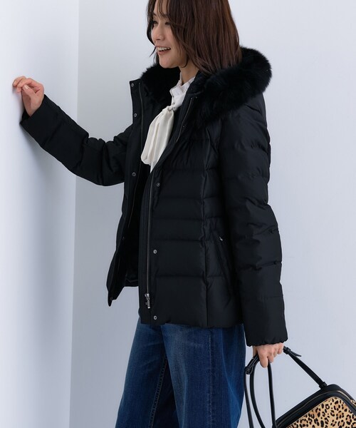 試着のみ INDIVI V.A.I. ショート丈 ジャケットコート 黒 40 リニューアル！／マルチWAY／フォックスファー／ショート丈