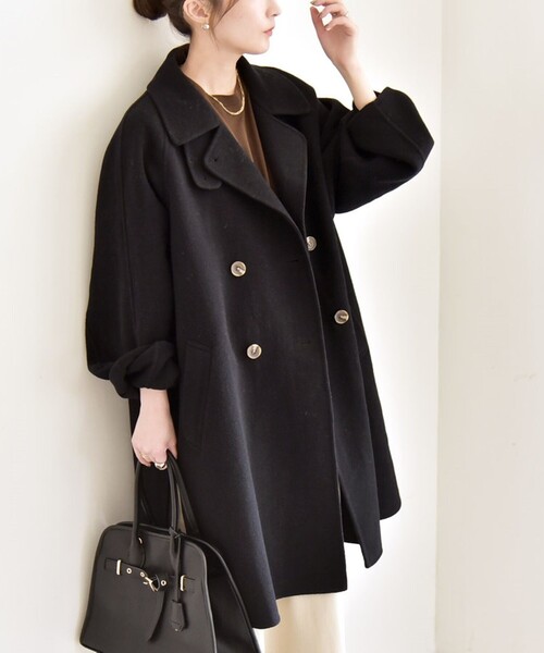 SHIPS リバー スタンド & テーラード ダブルブレスト Aライン コート セール】quaranciel: リバー スタンド & テーラード ダブルブレスト A