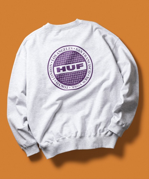 HUF(ハフ)の「MANHOLE CREWNECK(スウェット・メンズ・アッシュグレー/ブラック/ネイビー・M/XXL/XL/L/S)」の1枚目の写真