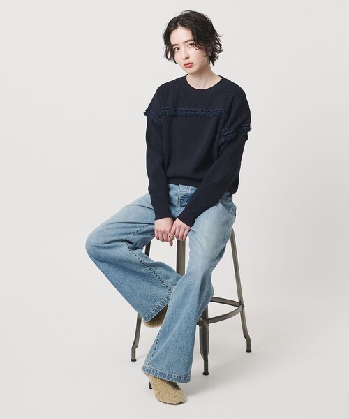 UNITED ARROWS(ユナイテッドアローズ)の「ブレイド プルオーバー ニット(ニット/セーター・レディース・ブラック/ネイビー・FREE)」の3枚目の写真