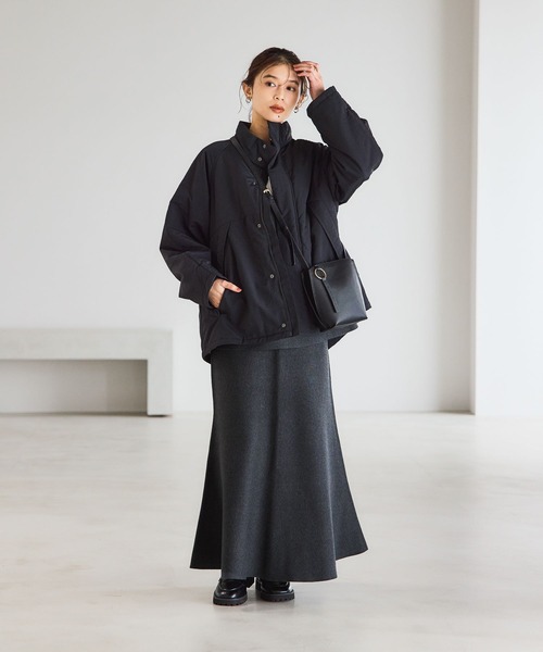 studio CLIP（スタディオクリップ）の「12ゲージニットフレアスカート[プチ・プラスサイズあり]《オケージョン2025AW》（スカート・レディース・チャコール/ネイビー・FREE/ﾌﾘｰ(L)/PF）」の3枚目の写真