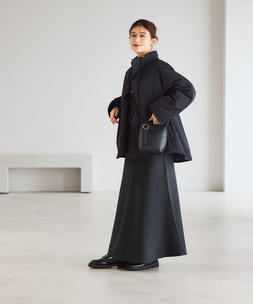 studio CLIP（スタディオクリップ）の「12ゲージニットフレアスカート[プチ・プラスサイズあり]《オケージョン2025AW》（スカート・レディース・チャコール/ネイビー・FREE/ﾌﾘｰ(L)/PF）」の4枚目の写真