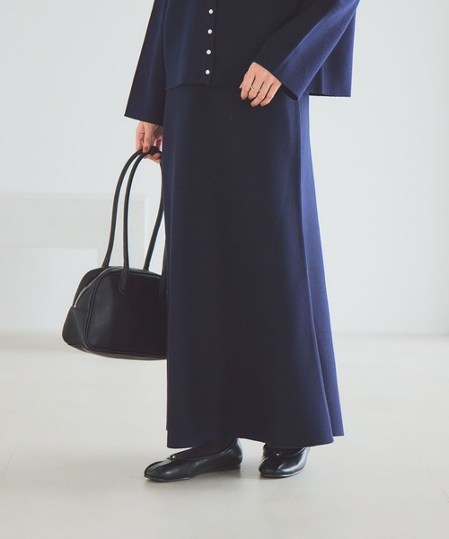 studio CLIP（スタディオクリップ）の「12ゲージニットフレアスカート[プチ・プラスサイズあり]《オケージョン2025AW》（スカート・レディース・チャコール/ネイビー・FREE/ﾌﾘｰ(L)/PF）」の11枚目の写真