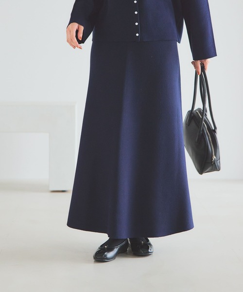 studio CLIP（スタディオクリップ）の「12ゲージニットフレアスカート[プチ・プラスサイズあり]《オケージョン2025AW》（スカート・レディース・チャコール/ネイビー・FREE/ﾌﾘｰ(L)/PF）」の12枚目の写真