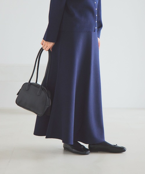 studio CLIP（スタディオクリップ）の「12ゲージニットフレアスカート[プチ・プラスサイズあり]《オケージョン2025AW》（スカート・レディース・チャコール/ネイビー・FREE/ﾌﾘｰ(L)/PF）」の14枚目の写真