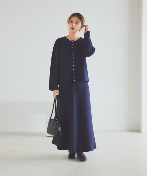 studio CLIP（スタディオクリップ）の「12ゲージニットフレアスカート[プチ・プラスサイズあり]《オケージョン2025AW》（スカート・レディース・チャコール/ネイビー・FREE/ﾌﾘｰ(L)/PF）」の15枚目の写真