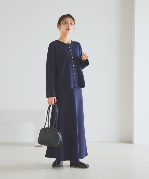 studio CLIP（スタディオクリップ）の「12ゲージニットフレアスカート[プチ・プラスサイズあり]《オケージョン2025AW》（スカート・レディース・チャコール/ネイビー・FREE/ﾌﾘｰ(L)/PF）」の16枚目の写真