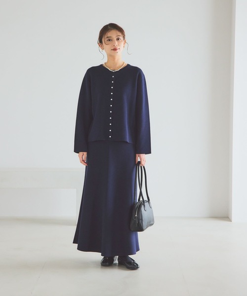 studio CLIP（スタディオクリップ）の「12ゲージニットフレアスカート[プチ・プラスサイズあり]《オケージョン2025AW》（スカート・レディース・チャコール/ネイビー・FREE/ﾌﾘｰ(L)/PF）」の17枚目の写真