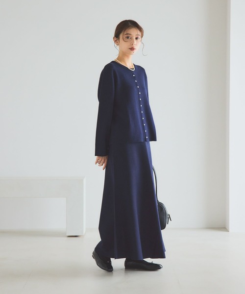 studio CLIP（スタディオクリップ）の「12ゲージニットフレアスカート[プチ・プラスサイズあり]《オケージョン2025AW》（スカート・レディース・チャコール/ネイビー・FREE/ﾌﾘｰ(L)/PF）」の18枚目の写真