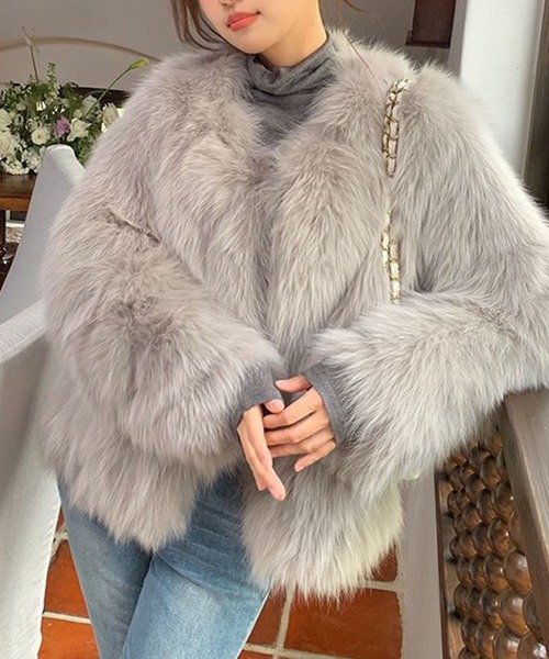 セール】ノーカラーファーコート（その他アウター）｜GLAMOROUS JANE