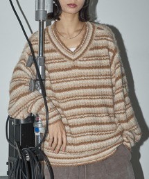 Anchor Smith（アンカー スミス）の「ボーダーローゲージVネックニット（ニット/セーター）」