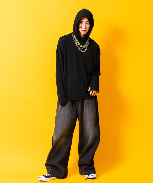 a.p.o.v.(エーピーオービー)の「a.p.o.v. ストレッチジャージー指穴フーディーカットソー(Tシャツ/カットソー・メンズ・ブラック/ホワイト/グレー・ONESIZE)」の9枚目の写真