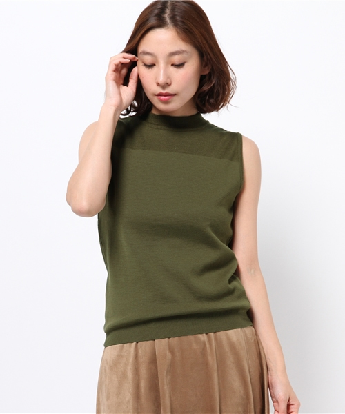 OUTLET（アウトレット）の「【CAPRICIEUX LE'MAGE】ミラノリブパネルボトルタンク（ニット/セーター・レディース・キャメル/ブラック/カーキ・FREE）」の2枚目の写真